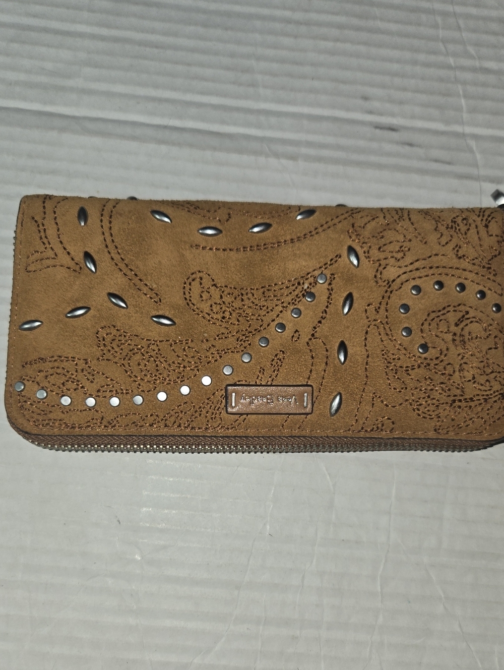 Vera Bradley Tan Suede Wallet with Stud Detail